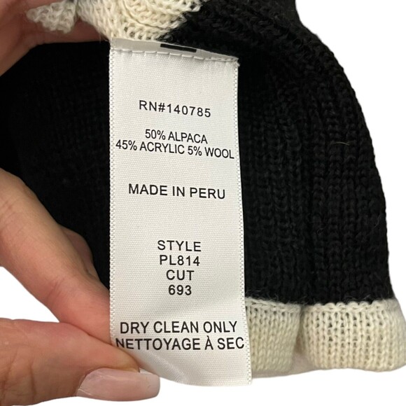 Brochu Walker Colorblock Poncho Cape Ivory Black Women’s One Size Wool Blend - Picture 9 of 11